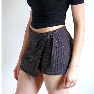 ZARA Trafaluc Black White Belted Asymmetric Polka Dot Tweed Skort Size Medium M